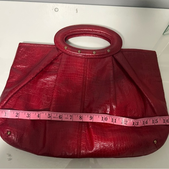 LOFT Red Leather Hobo Bag with Circular Handle - Picture 5 of 6